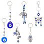 6Pcs 6 Style Handmade Lampwork & Enamel Evil Eye Keychain, with Alloy, Iron & 304 Stainless Steel Key Clasp Findings