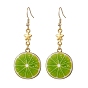 Болтаться серьги сплава эмали, С 304 результатами из нержавеющей стали, ломтик лайма, золотые