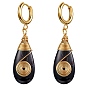 Серьги-кольца в форме капли со спиралью из натурального окрашенного и нагретого черного агата, серьги-подвески из проволоки с 316 булавкой из хирургической нержавеющей стали для женщин, золотые