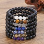 Богемные браслеты из натурального черного оникса и бусин с драгоценными камнями, эластичные