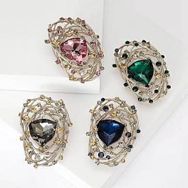 Alloy Brooches, Rhinestone Pin, Jewely for Women, Bird Nest