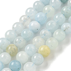 Aigue-marine naturelle brins de perles, ronde