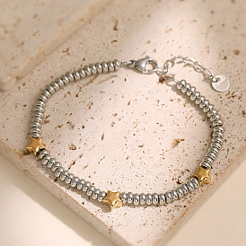 304 браслеты из нержавеющей стали с бусинами для женщин, золотые и нержавеющая сталь цвет