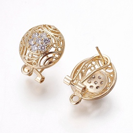 Латунные серьги-гвоздики из циркония, с петлей, полукруглый