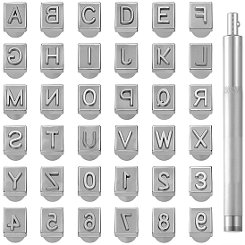 Наборы инструментов для тиснения кожи с использованием сплава букв и цифр, включая ручку, для ремня своими руками, деревянная ремесленная печать