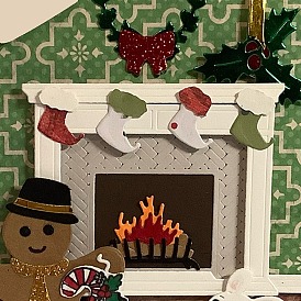 Christmas Fireplace Carbon Steel Cutting Dies Stencils, for DIY Scrapbooking, Photo Album, Decorative Embossing Paper Card