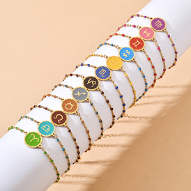 Bracelet goutte à goutte d'huile en acier inoxydable - bracelet créatif à motif de constellation de mode européenne et américaine