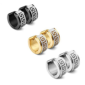 Stainless Steel Ear Jewelry with Great Wall Pattern - Fashionable, Masculine, Clip-on.