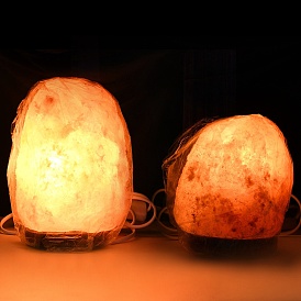 Natural Himalayan Rock Salt Lamp, with Wood Base, 1 Power Cable(China 2 Pin Plug) & 1 Bulb