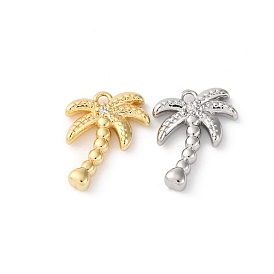 Подвески из латуни с прозрачным фианитом, без кадмия, без никеля и без свинца, кокосовая пальма