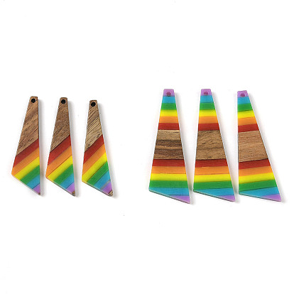 Подвески Pride на тему радуги из смолы и орехового дерева, треугольные