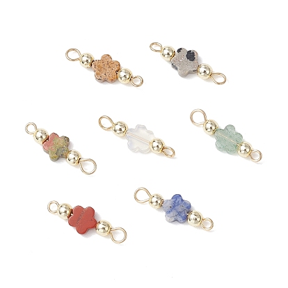 7 шт. 7 стили натуральная яшма с рисунком, синяя яшма, далматинская яшма, унакит, зеленый земляничный кварц, красная яшма и опалит, подвески-соединители в виде цветка, с 304 двойными петлями из нержавеющей стали