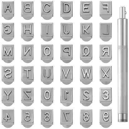 Наборы инструментов для тиснения кожи с использованием сплава букв и цифр, включая ручку, для ремня своими руками, деревянная ремесленная печать