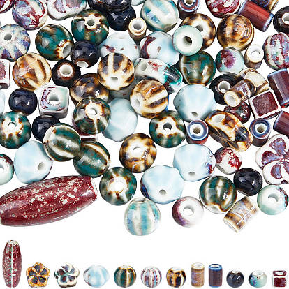 120шт 12 стили фарфоровые бусины ручной работы, фантазии античного стекла фарфора, разнообразные