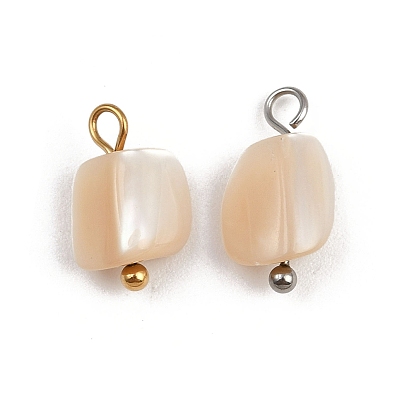 Натуральные трохус ракушки самородки амулеты, с 304 петлями из нержавеющей стали, песчаный коричневый, ионное покрытие (ip)