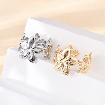 Латунные регулируемые открытые манжеты для женщин, без кадмия, без никеля и без свинца, цветок