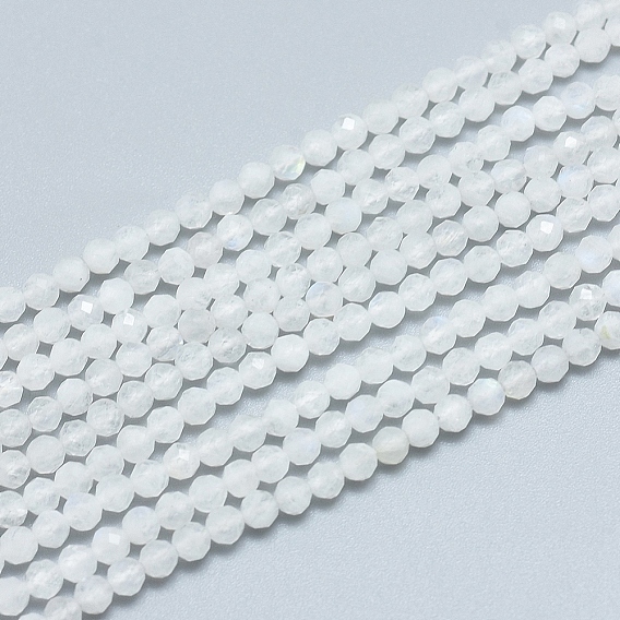 Бусины из натурального радужного лунного камня, класс А, граненые, круглые