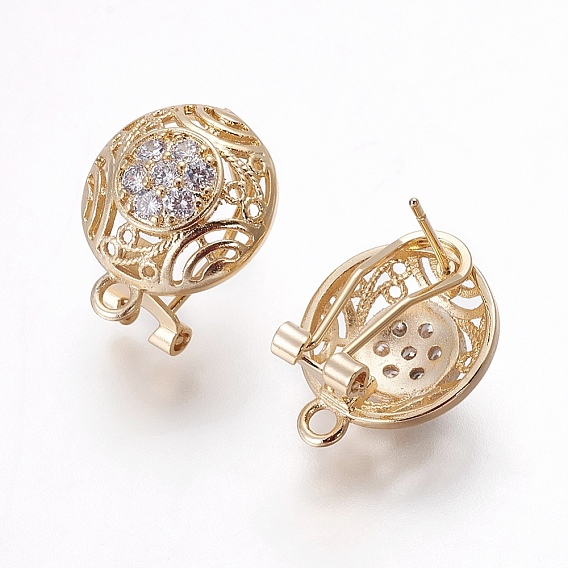 Латунные серьги-гвоздики из циркония, с петлей, полукруглый