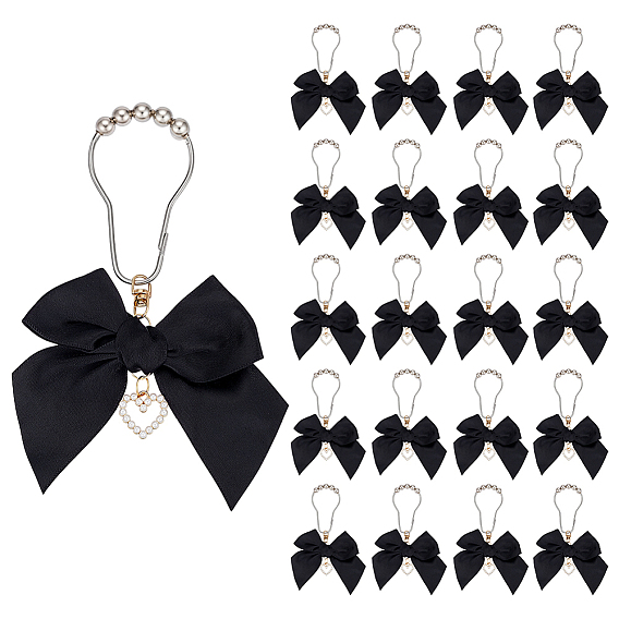 20железные кольца для занавесок для душа для ванной комнаты, с подвесками из сплава, бантом