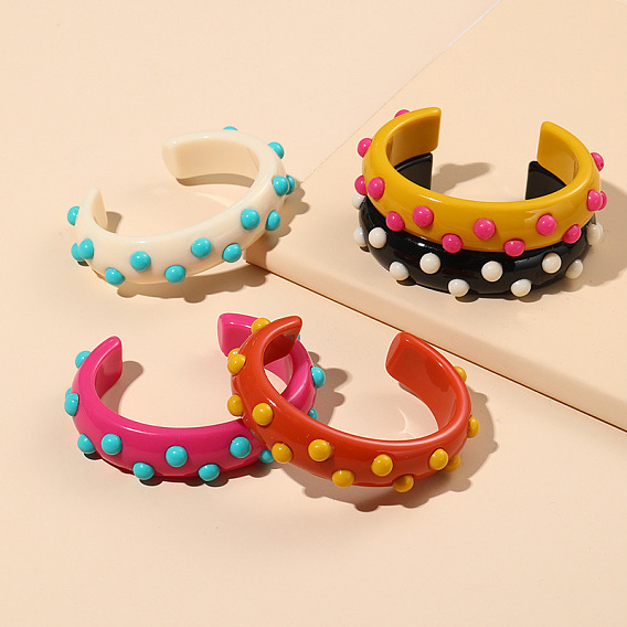 Модные пластиковые браслеты-манжеты для женщин, в горошек