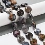 Natural African Opal Beads Strands, with Seed Beads, Faceted Hexagonal Cut, Flat Round