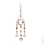 Attrape-soleil en alliage représentant un soleil, une lune et une étoile, orné de perles de verre et d'éclats de cornaline naturelle., suspension de fenêtre prismatique pour la décoration de la maison et du jardin