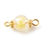 Transparent Acrylic Connector Charms, Bead in Bead, AB Color, with Golden Tone Iron & Alloy Findings, Faceted Round