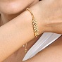 Brass Micro Pave Cubic Zirconia Bracelets for Women, Leaf/Teardrop/Hexagon, Golden
