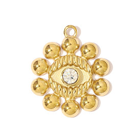 304 из нержавеющей стали горный хрусталь подвески, цветок с подвесками в виде глаз, ионное покрытие (ip)