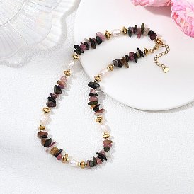 Натуральные разноцветные турмалиновые бусы и рисовые бусы из натурального культивированного пресноводного жемчуга для мужчин и женщин., золотые