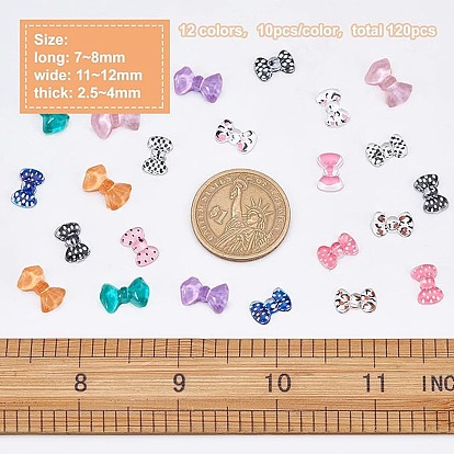 Olycraft 120Pcs 12 Styles Bowknot Resin Cabochons, Nail Art Decoration Accessories for Women