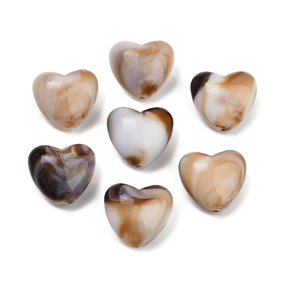 Непрозрачные акриловые бусины, сердце, два тона
