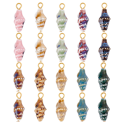 20шт 10 стильные фарфоровые подвески ручной работы, форма раковины, с железной фурнитурой