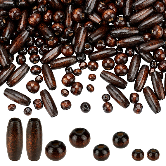 480 шт. 4 стили ретро деревянные бусины, окрашенные, рис и круглый