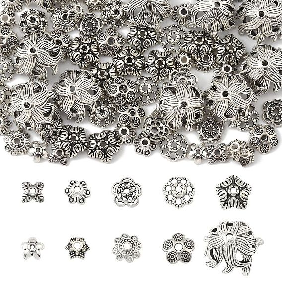 100шт 10 стили тибетские колпачки для бусин, цветок