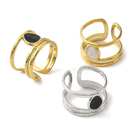 Ионное покрытие (ip) 304 открытая манжета из нержавеющей стали для женщин, с эмалью, слеза