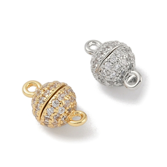 Реечное покрытие латунь micro pave кубический цирконий магнитные застежки с петлями, долговечный, без свинца и без кадмия, круглые