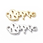 Eco-Friendly Rack Plating Brass Connector Charms, Long-Lasting Plated, Lead Free & Cadmium Free, Word
