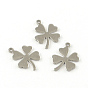 Clover Smooth Surface 201 Stainless Steel Stamping Blank Tag Charms, 13x9.5x0.6mm, Hole: 1mm