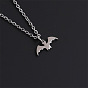 Polished Laser Cut Stainless Steel Bat Pendant Necklace Halloween Gift Jewelry