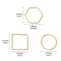 60Pcs 3 Styles Brass Linking Rings, Square & Ring & Hexagon, Mixed Shapes