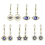 Alloy Enamel Evil Eye Dangle Earrings with Crystal Rhinestone, with Ion Plating(IP) 304 Stainless Steel Earring Pins