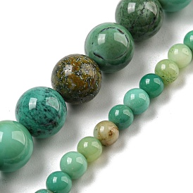 Natural Green Grass Agate Beads Strands, Round