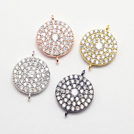 Cz Messing Micro Pave Zirkonia Links, Cadmiumfrei und Nickel frei und Bleifrei, Flachrund, 13x17x2 mm, Bohrung: 1 mm