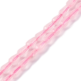 Природного розового кварца нитей бисера, граненые, слеза