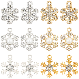 36шт 3 стили подвески со стразами из сплава, прелести снежинки