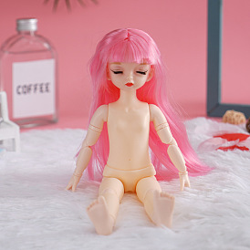Plastic Girl Action Figure Body, with Bangs Sstraight Hair Style Head, for BJD Doll Accessories Marking