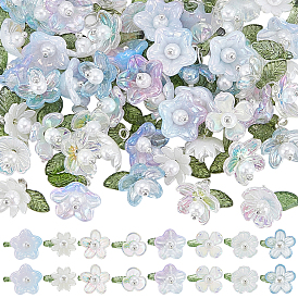 80шт 8 цветные подвески из прозрачного акрила, с латунной фурнитурой , 