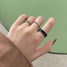 Minimalist Cool C-shaped Ring Set with Chain Joint and Wide Opening Finger Ring