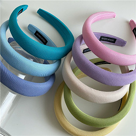 Cream-colored wide version basic headband - cute and thick sponge headband.